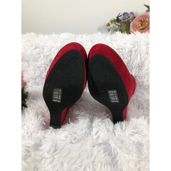 Michael Antonio Red Suede Platform Wedge Pump Size 8 - Picture 5 of 8